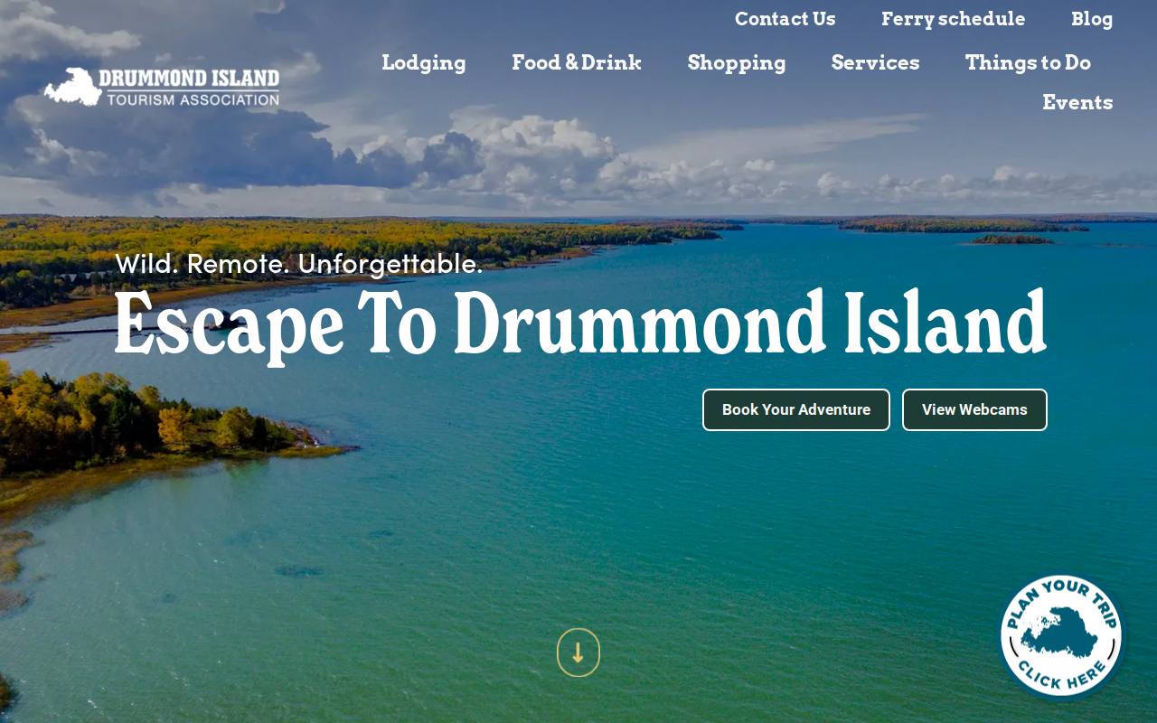 Screenshot of the Visit Drummond Island website